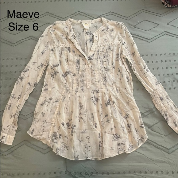 Maeve Tops - Maeve Cream Pleated Blouse with Mandarin Collar